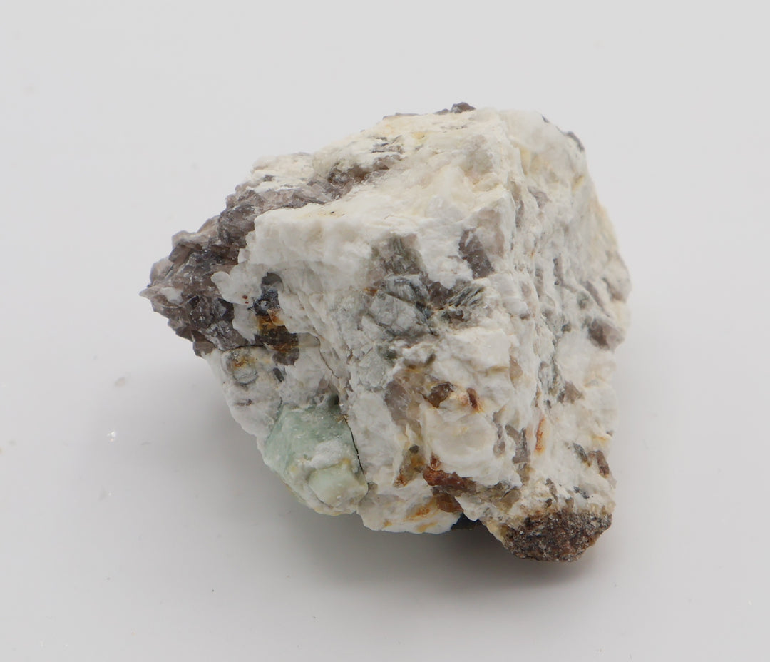Sceptered Aquamarine with Mica on Smoky Quartz and Feldspar