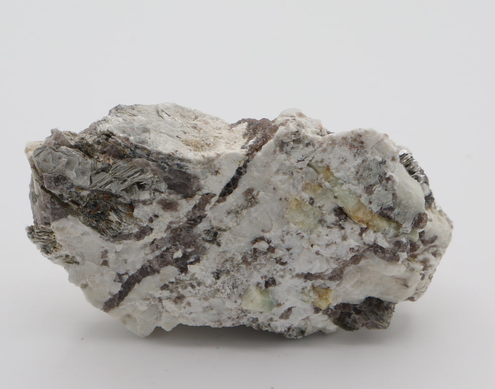 Aquamarine and Bi-Colour Beryl on Mica, Smoky Quartz, Feldspar