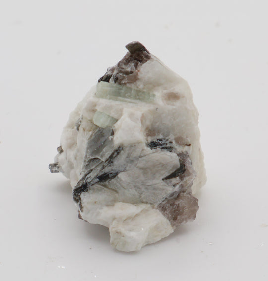 Aquamarine with Mica and Smoky Quartz on Feldspar