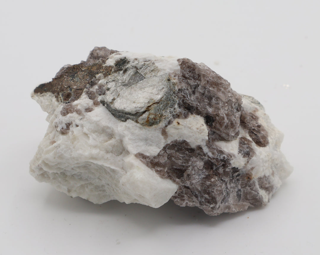 Aquamarine with Mica on Smoky Quartz and Feldspar