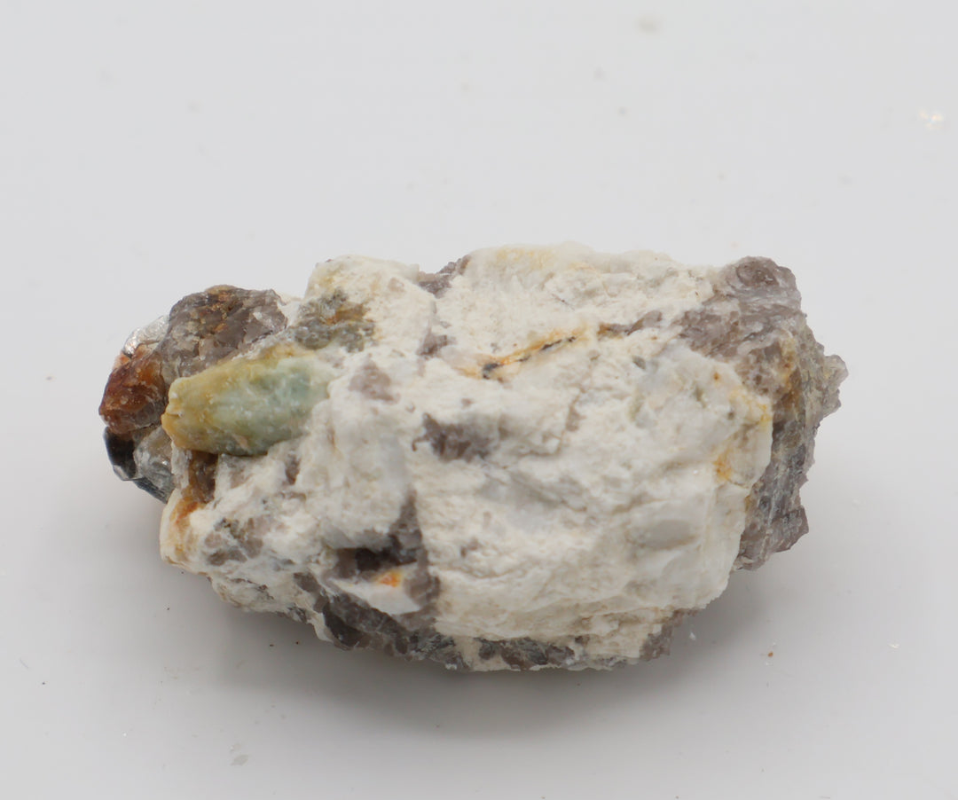 Bi-Colour Beryl with Mica and Smoky Quartz on Feldspar