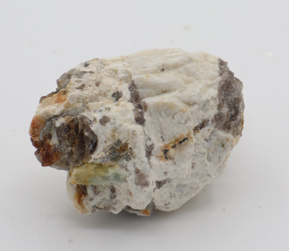 Bi-Colour Beryl with Mica and Smoky Quartz on Feldspar