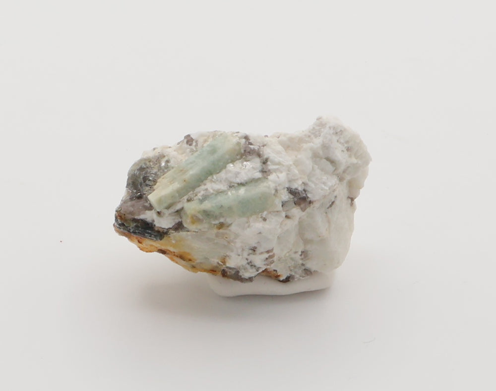 Sceptered Aquamarine with Mica on Smoky Quartz and Feldspar