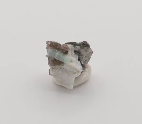 Aquamarine on Mica, Smoky Quartz, Feldspar