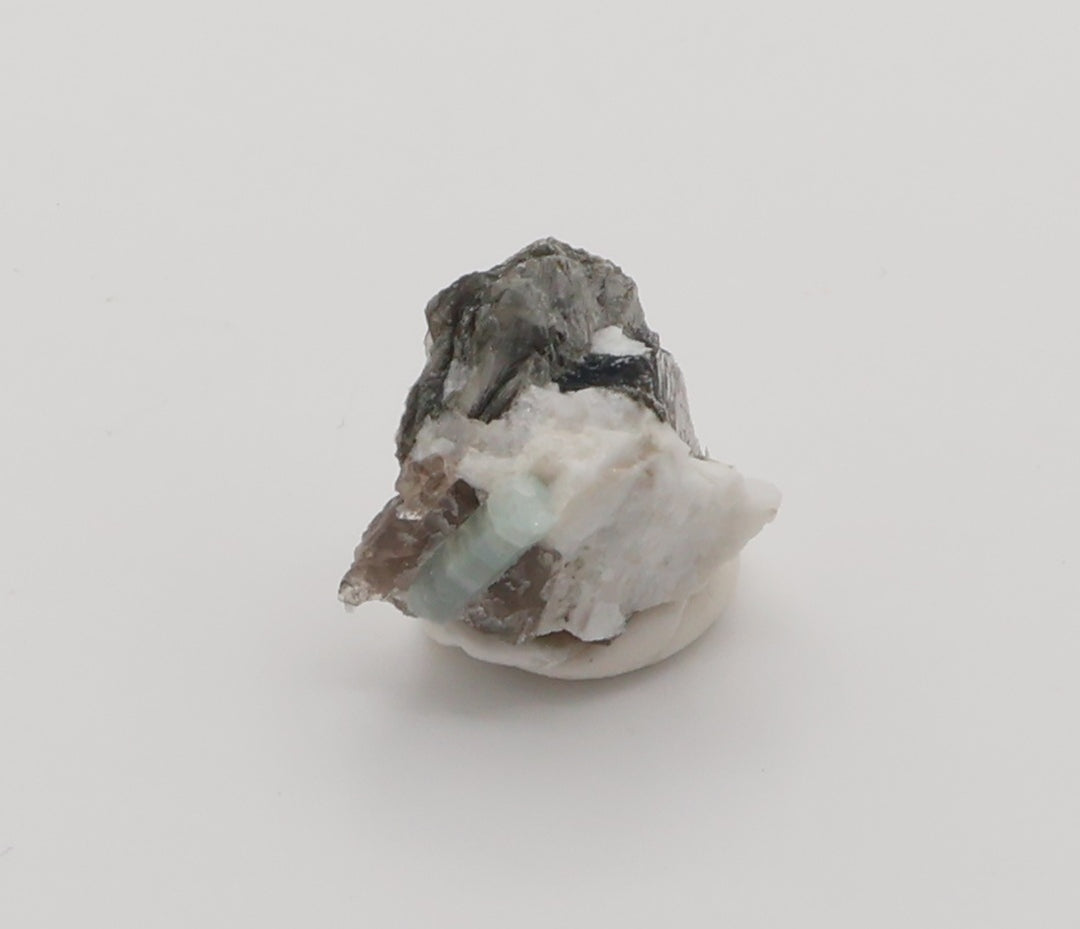 Aquamarine on Mica, Smoky Quartz, Feldspar
