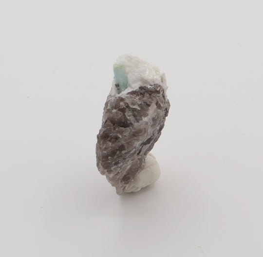 Aquamarine with Feldspar on Smoky Quartz