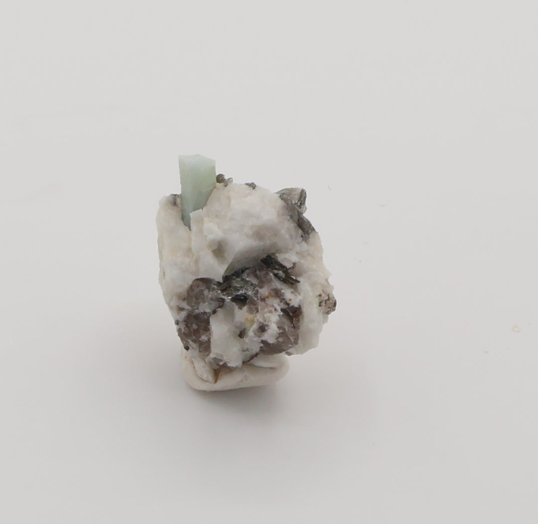 Aquamarine on Mica, Smoky Quartz, Feldspar