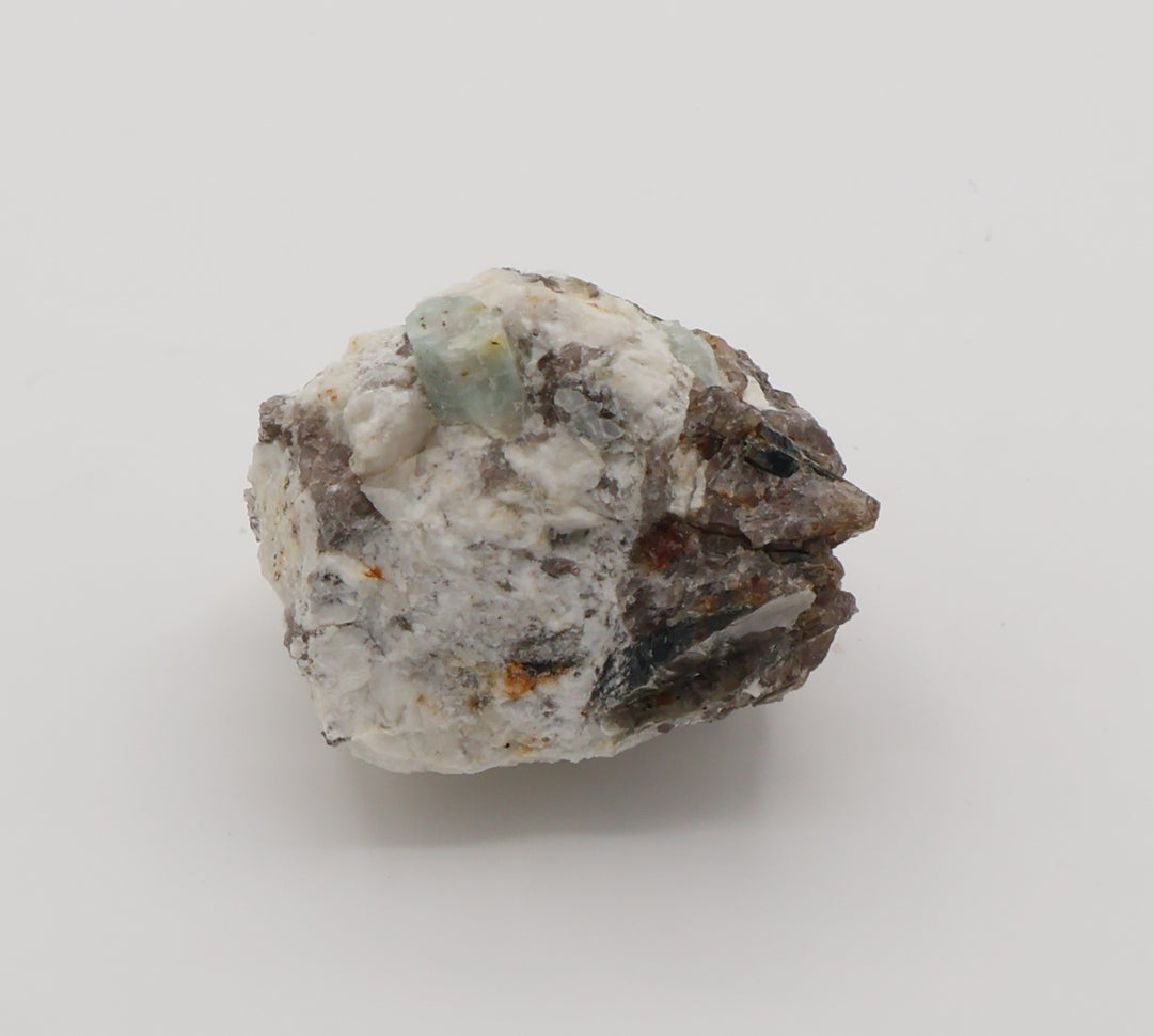 Aquamarine on Mica, Smoky Quartz, Feldspar