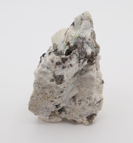 Aquamarine with Spessartine Garnet, Hematite, Pyrite, on Smoky Quartz and Feldspar
