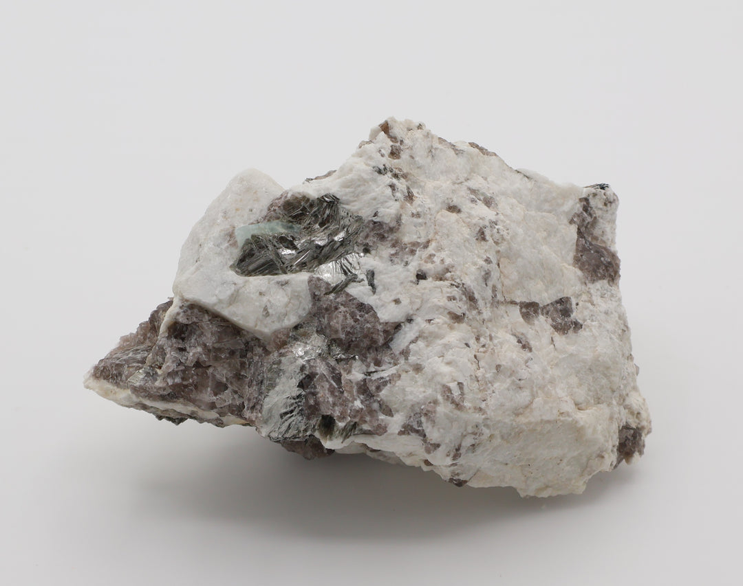 Aquamarine with Spessartine Garnet, Hematite, Pyrite, on Smoky Quartz and Feldspar