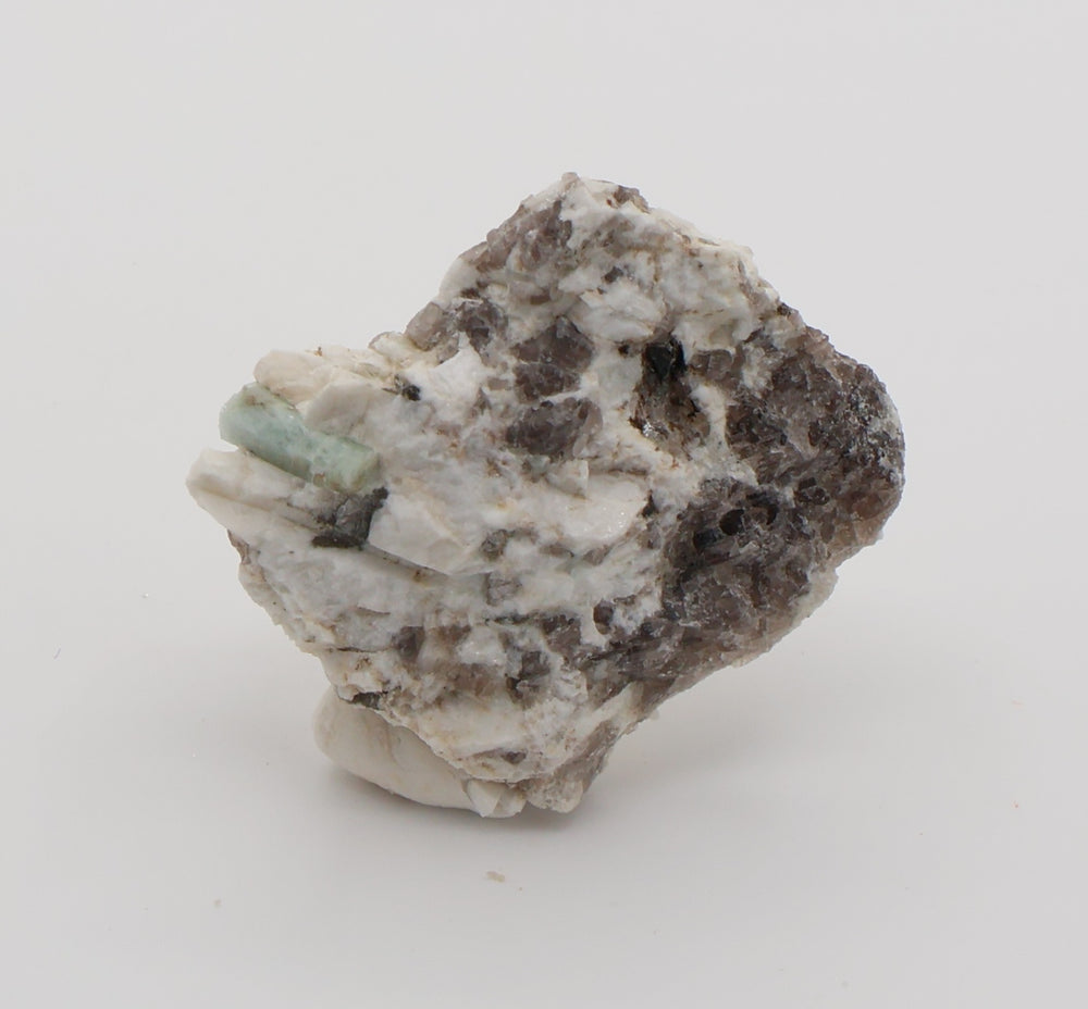 Aquamarine with Mica on Smoky Quartz and Feldspar