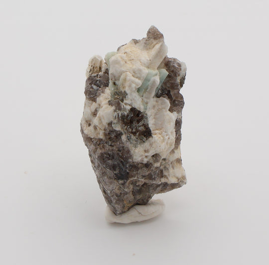 Aquamarine with Mica on Smoky Quartz and Feldspar