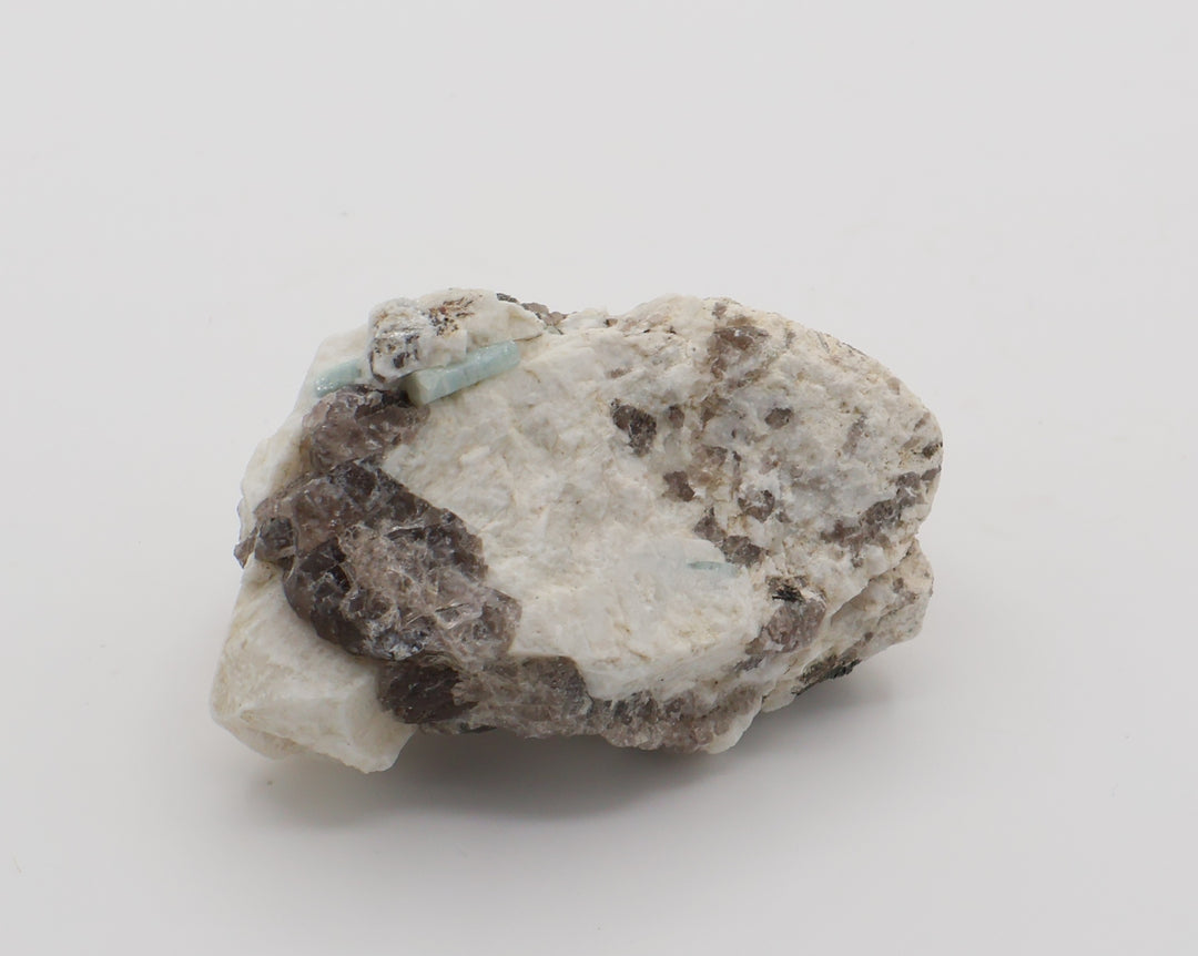 Aquamarine on Smoky Quartz and Feldspar