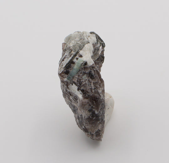 Aquamarine with Mica and Feldspar on Smoky Quartz