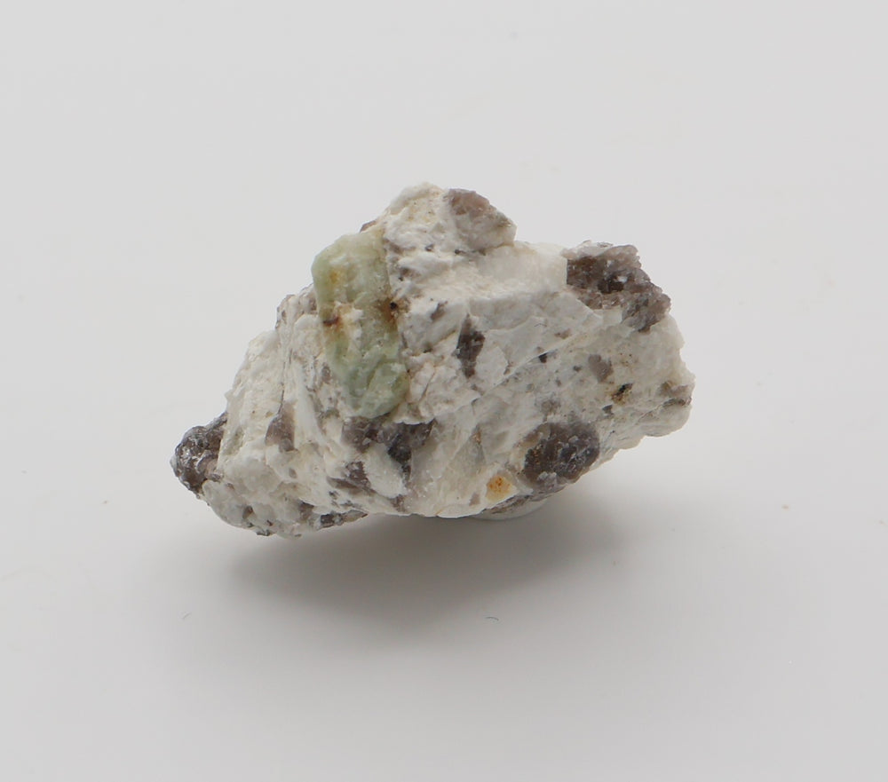 Green Beryl with Mica on Smoky Quartz and Feldspar