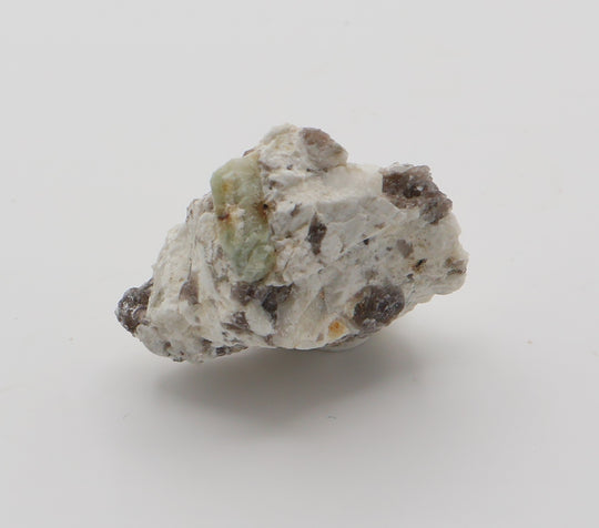 Green Beryl with Mica on Smoky Quartz and Feldspar
