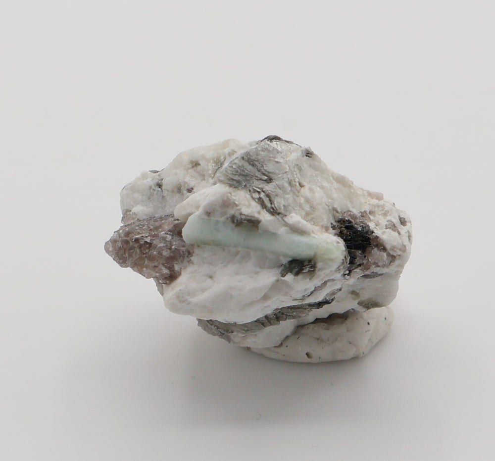 Aquamarine on Mica, Smoky Quartz, Feldspar