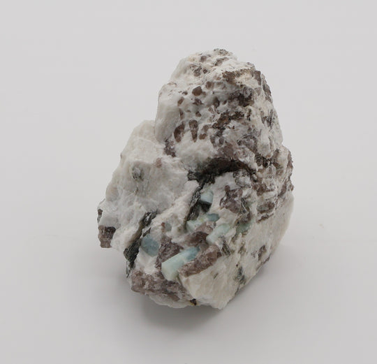 Aquamarine Cluster with Bi-Colour Beryl, Hematite, Mica, on Smoky Quartz and Feldspar