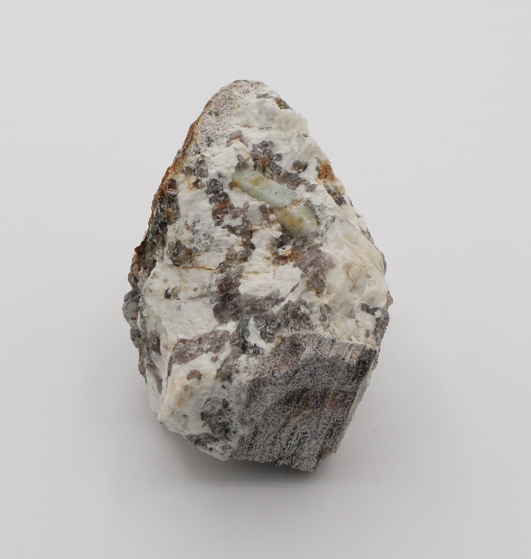 Aquamarine with Mica on Smoky Quartz and Feldspar