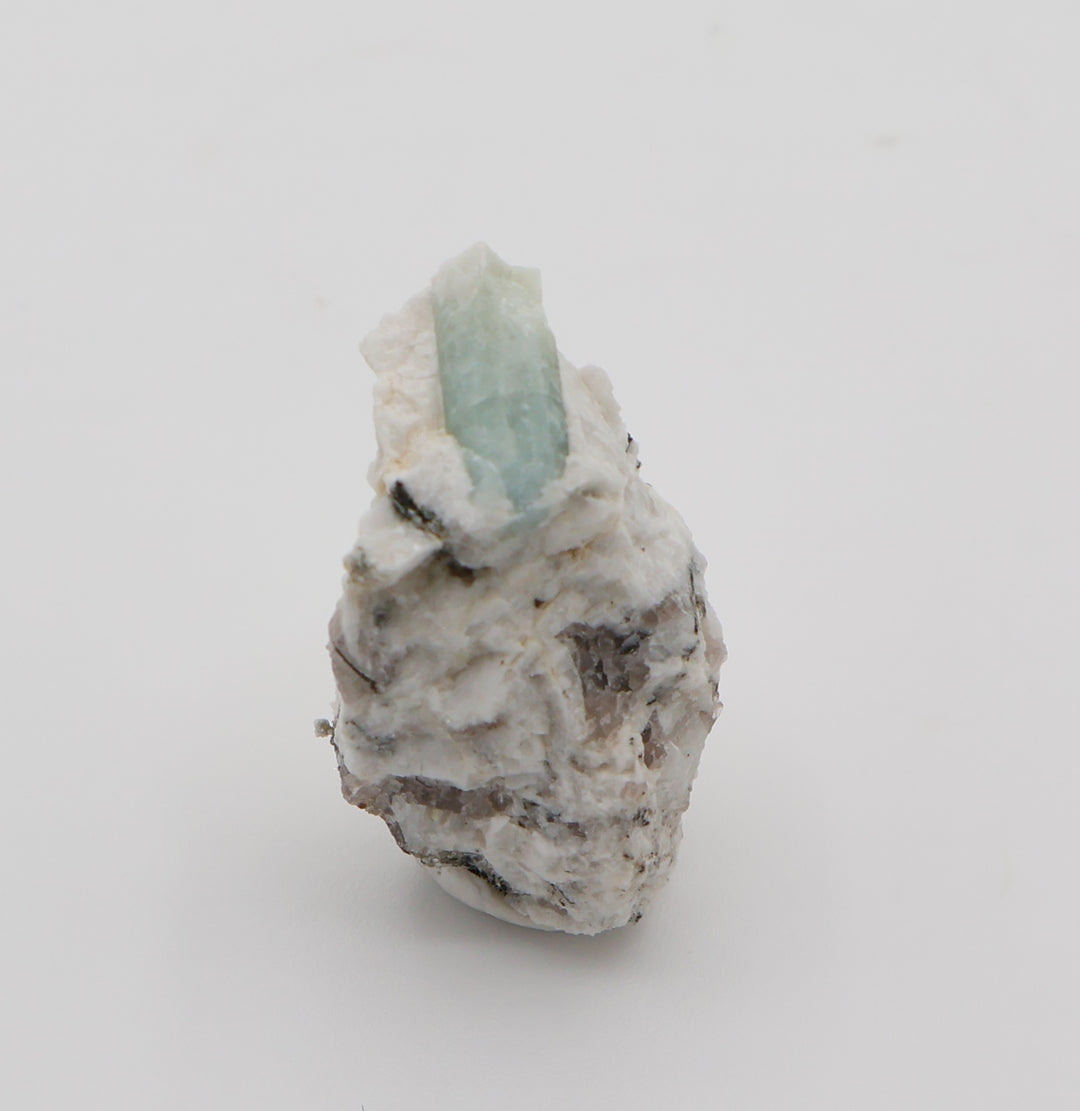 Aquamarine with Mica on Smoky Quartz and Feldspar