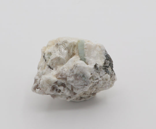 Aquamarine with Mica and Smoky Quartz on Feldspar