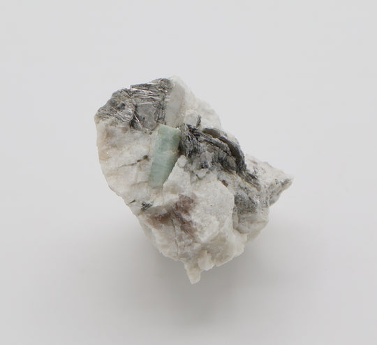 Aquamarine with Mica and Smoky Quartz on Feldspar