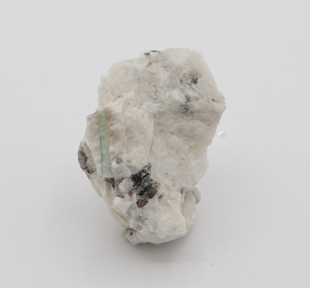 Aquamarine with Mica and Smoky Quartz on Feldspar