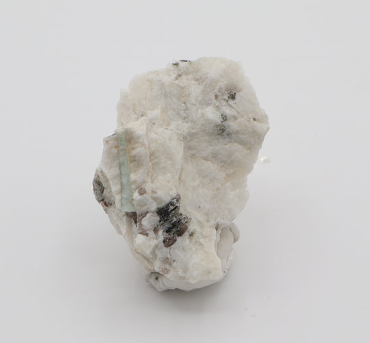 Aquamarine with Mica and Smoky Quartz on Feldspar