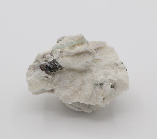 Aquamarine with Mica and Smoky Quartz on Feldspar