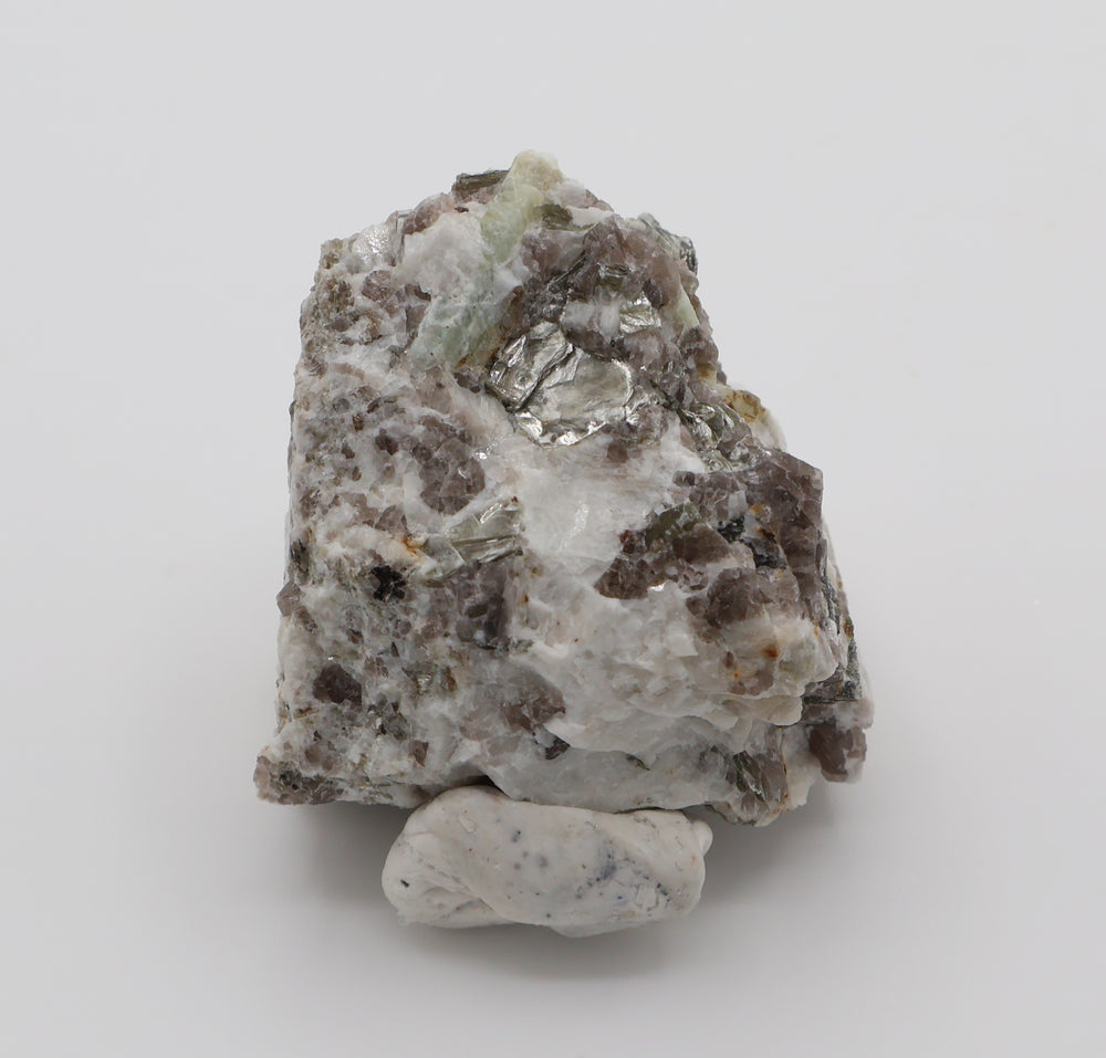 Aquamarine with Mica on Smoky Quartz and Feldspar