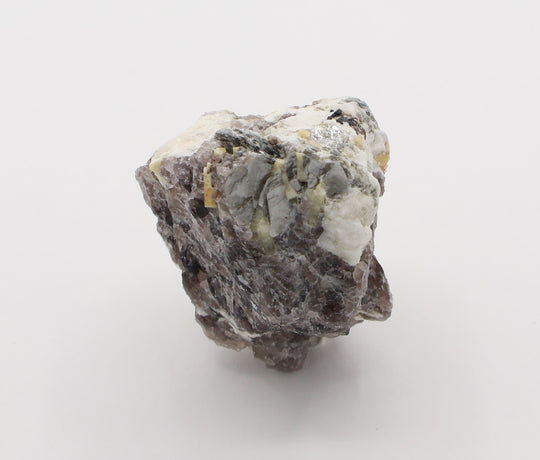 Aquamarine and Heliodor Cluster with Hematite, Mica, on Smoky Quartz and Feldspar