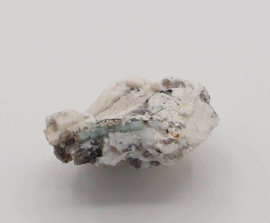 Aquamarine with Mica and Smoky Quartz on Feldspar