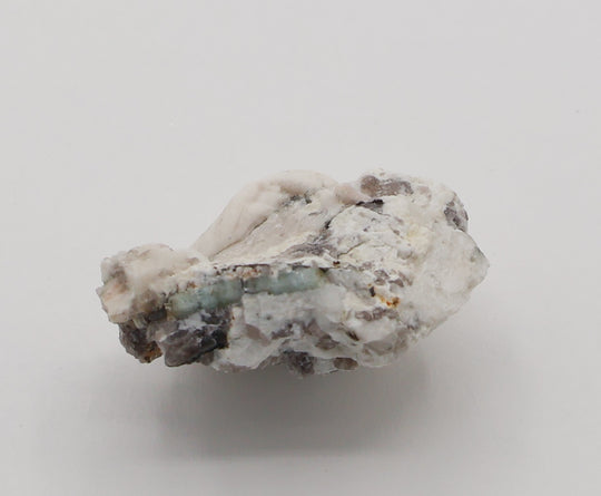 Aquamarine with Mica and Smoky Quartz on Feldspar