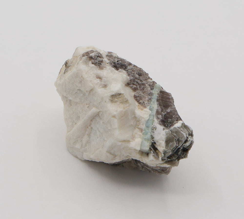 Aquamarine with Mica and Smoky Quartz on Feldspar