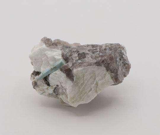 Aquamarine with Mica and Smoky Quartz on Feldspar