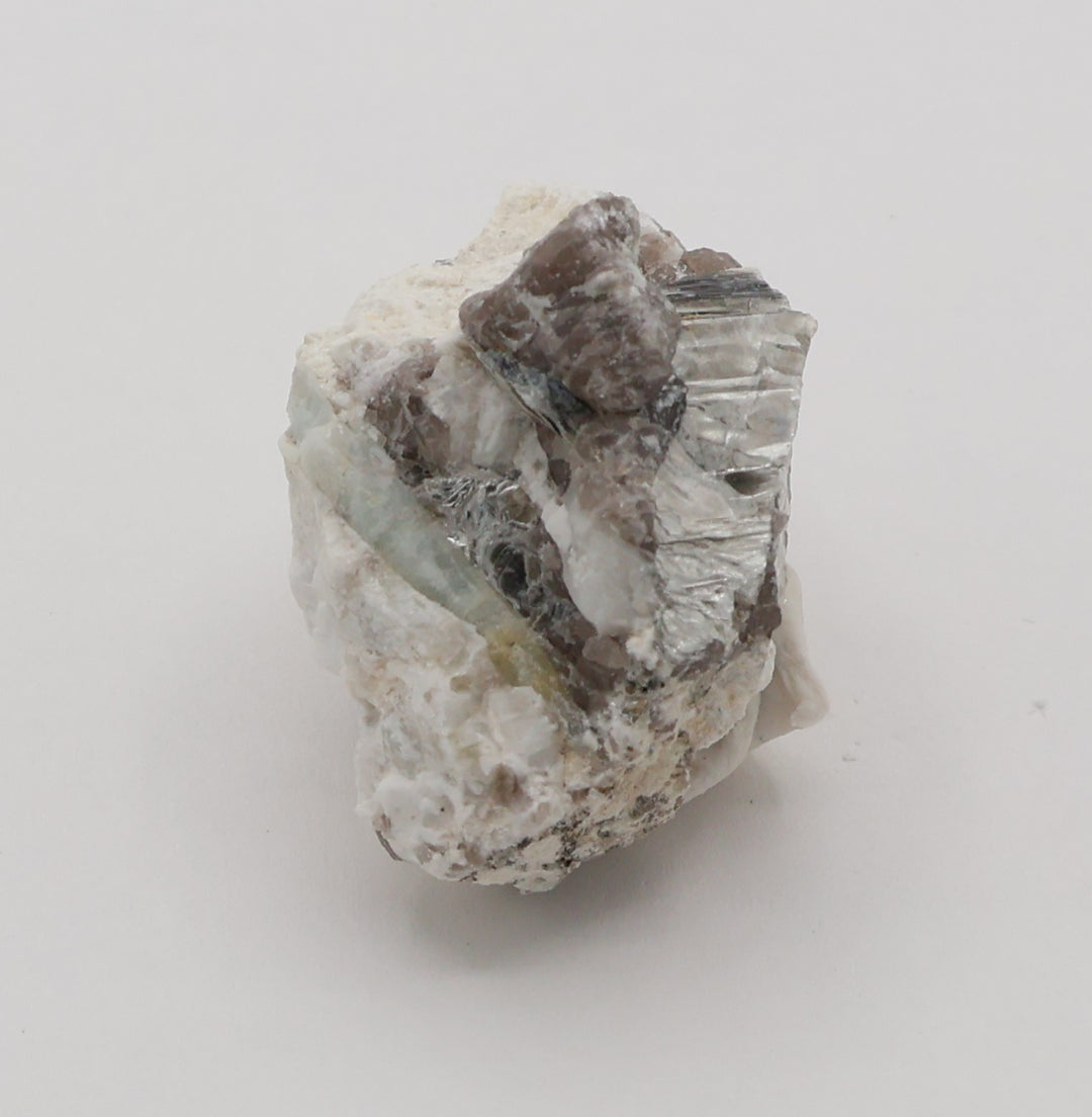 Bi-Colour Beryl with Mica on Smoky Quartz and Feldspar