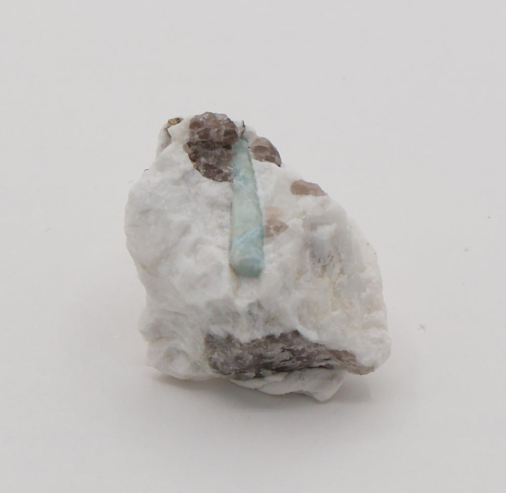 Aquamarine with Mica and Smoky Quartz on Feldspar