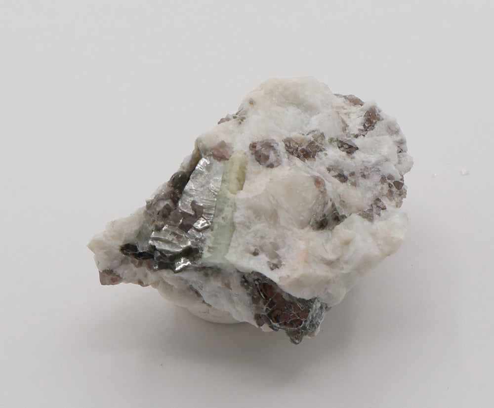 Bi-Colour Beryl with Mica on Smoky Quartz and Feldspar