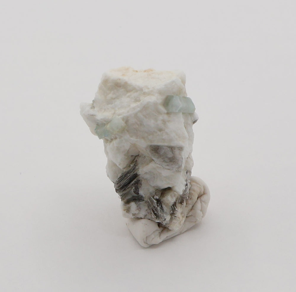 Aquamarine with Mica and Smoky Quartz on Feldspar