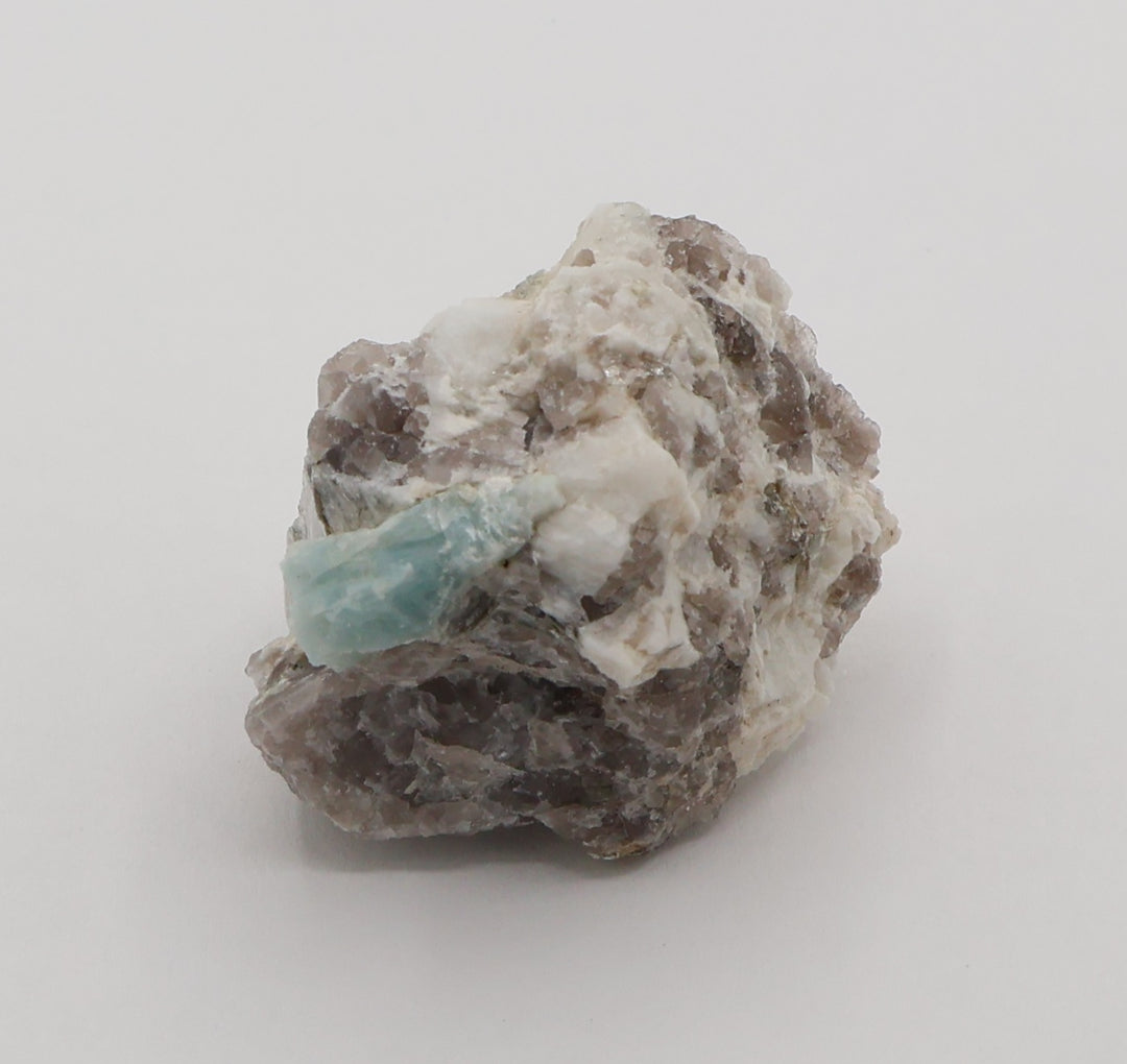 Sceptered Aquamarine with Mica on Smoky Quartz and Feldspar