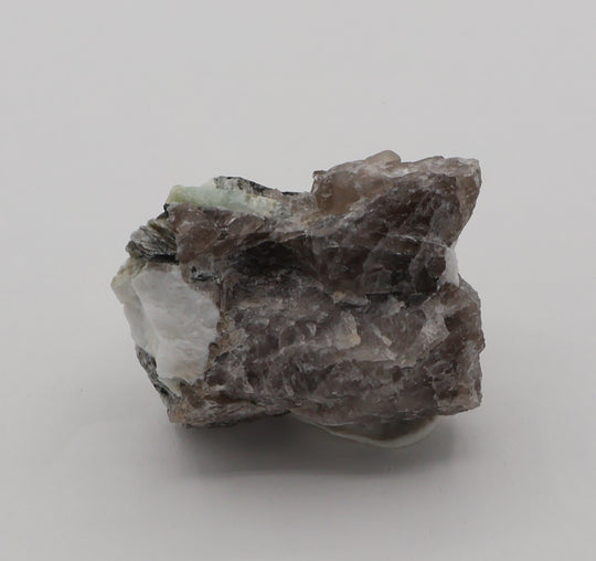 Aquamarine with Mica on Smoky Quartz and Feldspar