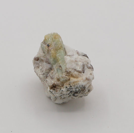 Bi-Colour Beryl and Aquamarine with Hematite and Smoky Quartz on Feldspar