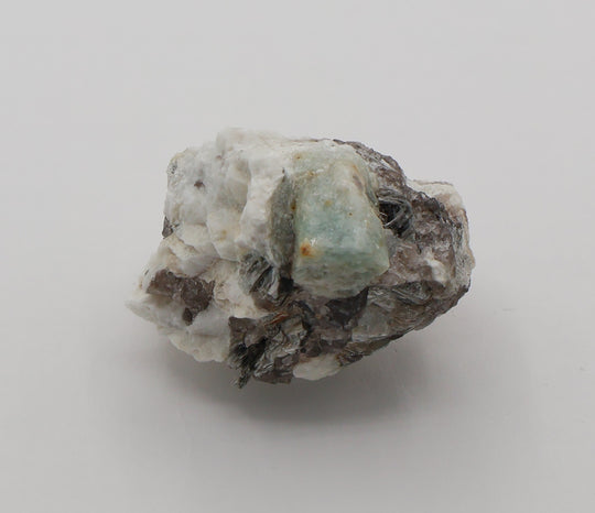 Aquamarine on Mica, Smoky Quartz, Feldspar
