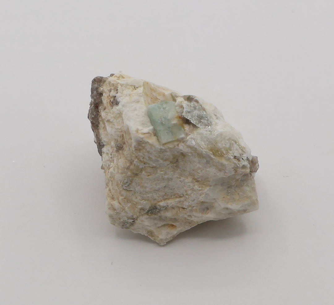 Aquamarine with Mica and Smoky Quartz on Feldspar