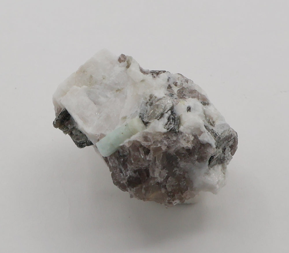 Aquamarine on Mica, Smoky Quartz, Feldspar