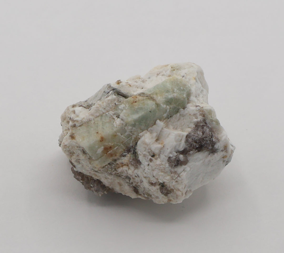 Aquamarine with Mica on Smoky Quartz and Feldspar