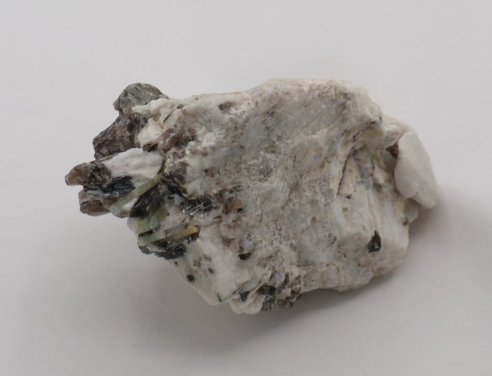 Aquamarine and Heliodor with Mica and Smoky Quartz on Feldspar