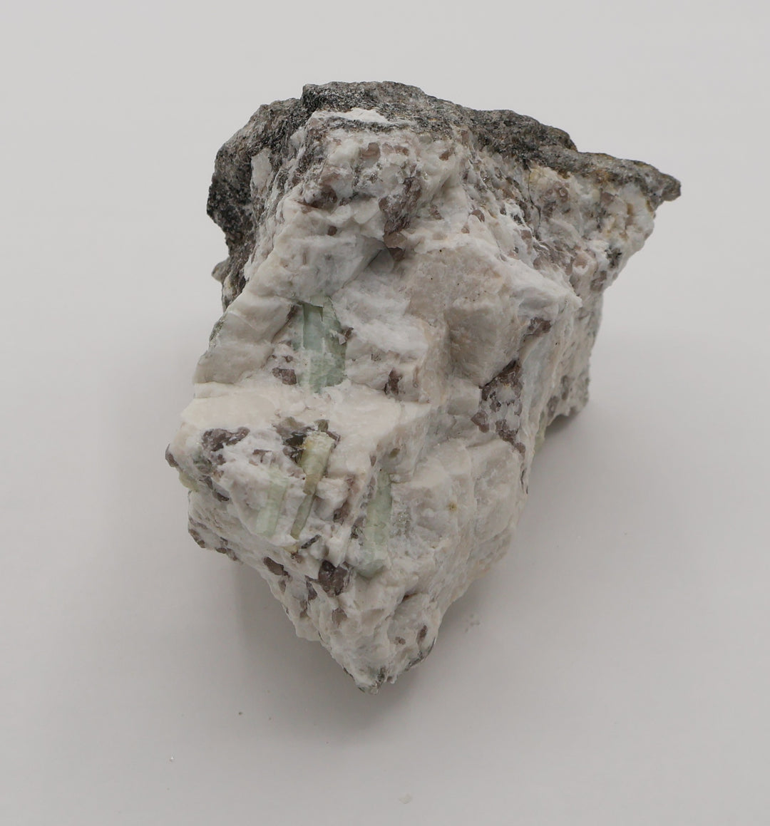 Aquamarine on Mica, Smoky Quartz, Feldspar