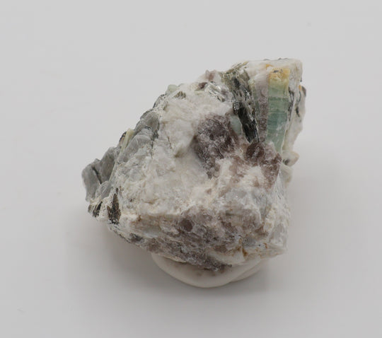 Bi-Colour Beryl and Aquamarine with Mica and Smoky Quartz on Feldspar