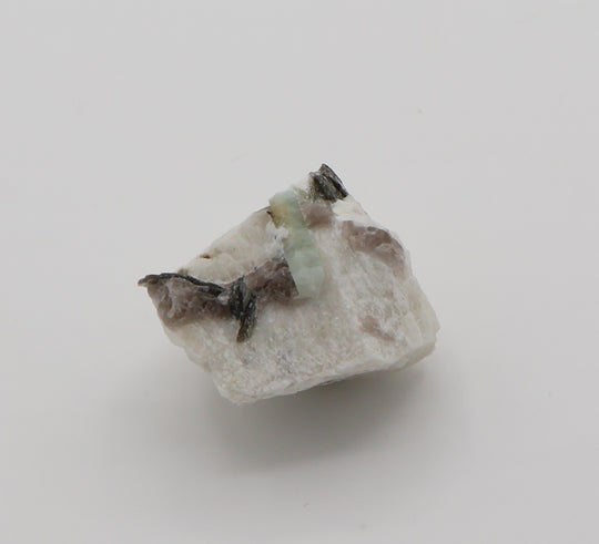 Aquamarine with Mica and Smoky Quartz on Feldspar